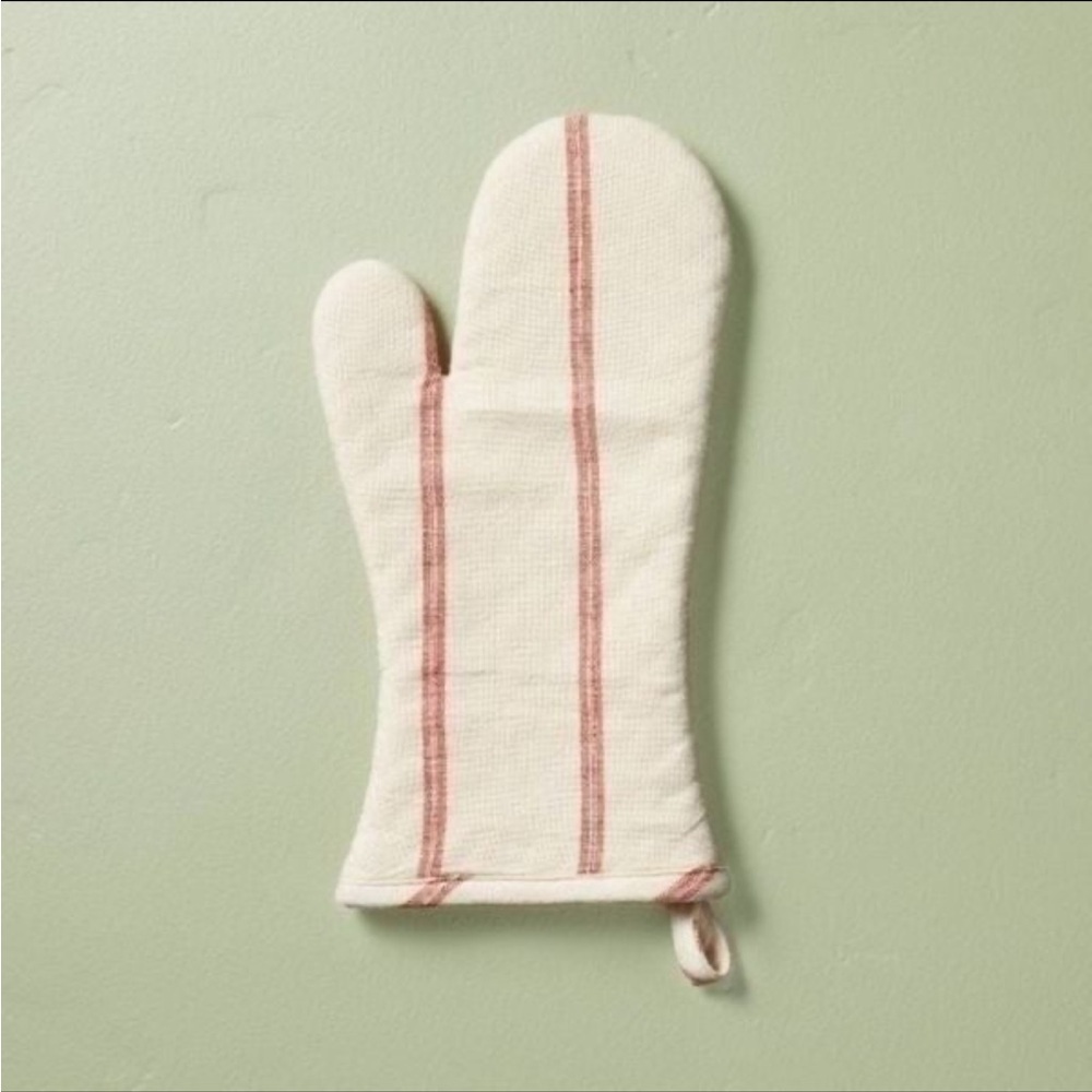 Hearth & Hand Magnolia Stripe Oven Mitt Natural/Red - Christmas